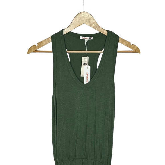 Final Price NWT Sundry for Anthropologie Ruched Jersey Tank Dress Green 1 or s - Picture 6 of 14